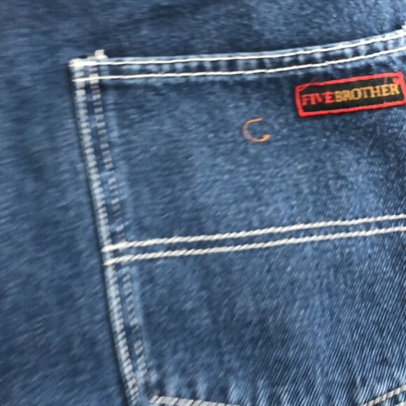 Five Brother Mens Carpenter Jeans Size 38x32 Blue Denim Fleece Line Workwear - Picture 13 of 16